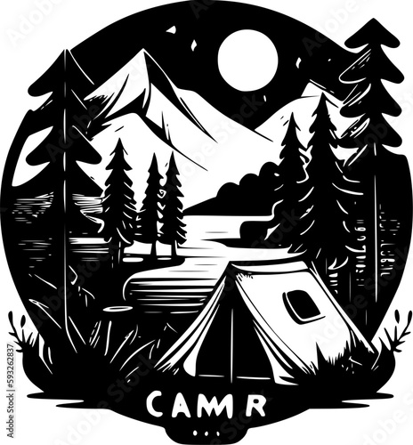 Camp - Minimalist and Flat Logo - Vector illustration