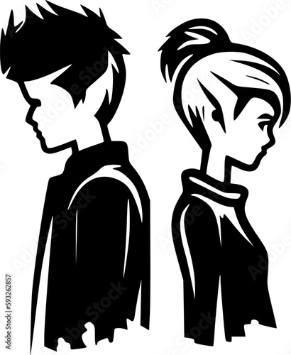 Couples | Black and White Vector illustration