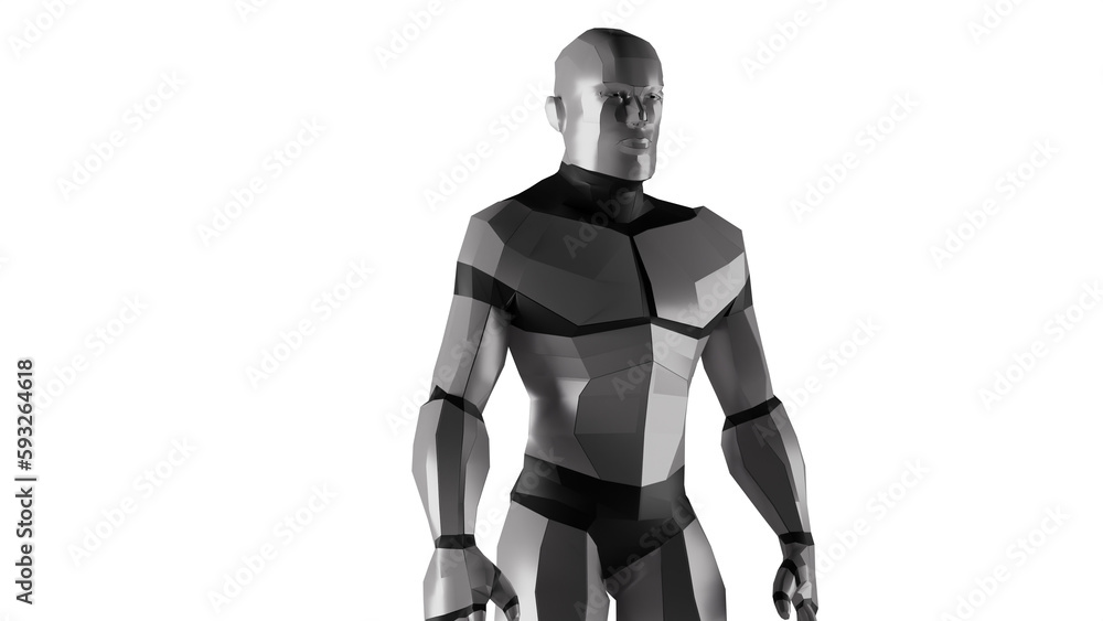 3d low polygon man robot