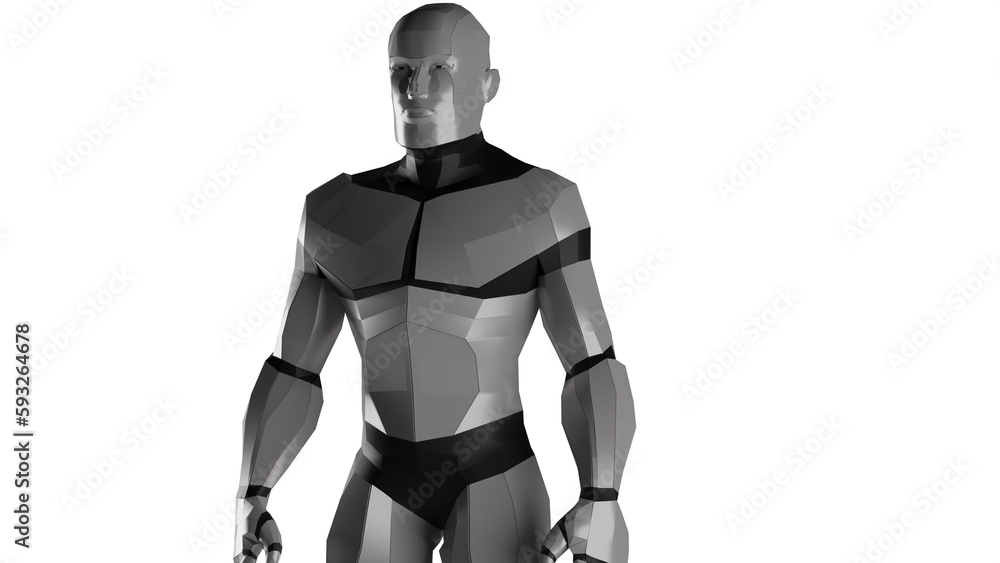3d low polygon man robot