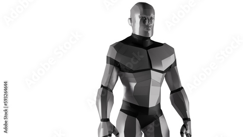 3d low polygon man robot