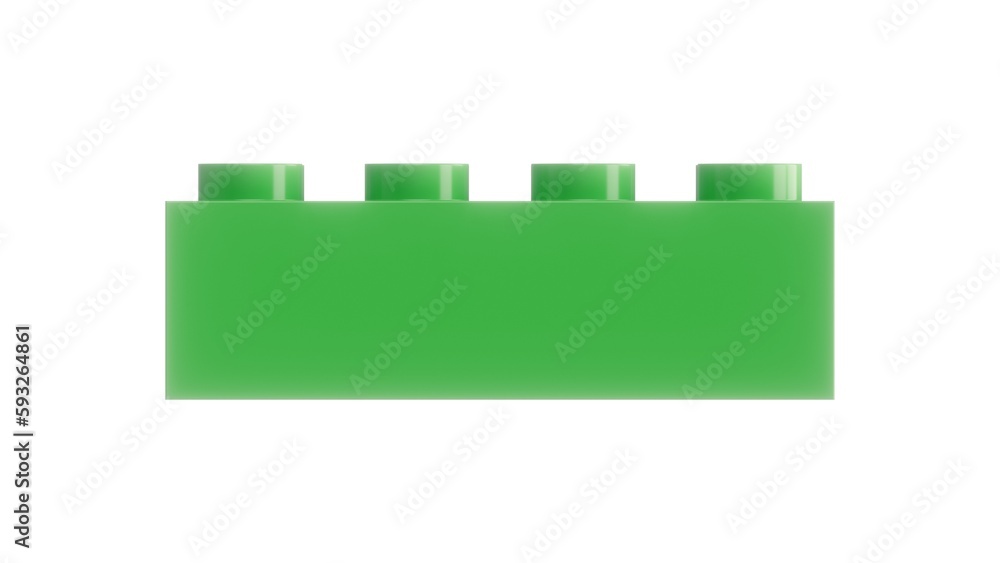 3D Rendering Green Toy Brick Isolated on white Background 3D Rendering Green Toy Brick Isolated on white Background