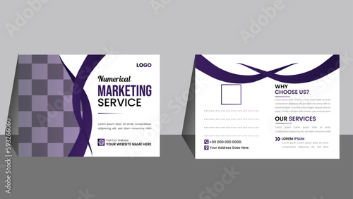 Social Media Post Card Design, Numerical Marketing Service Post Card Template.