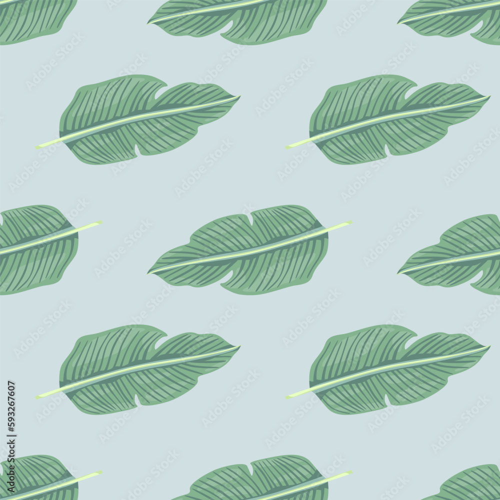 Fototapeta premium Tropical leaf seamless pattern. Exotic leaves background. Jungle plants endless wallpaper. Rainforest floral hawaiian backdrop.