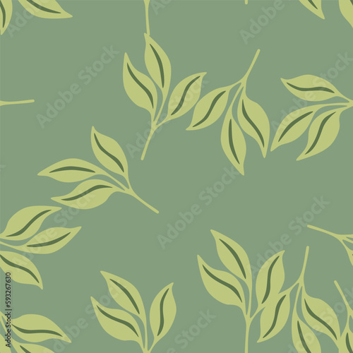 Simple leaves Seamless pattern. Decorative forest leaf endless wallpaper. Organic background.