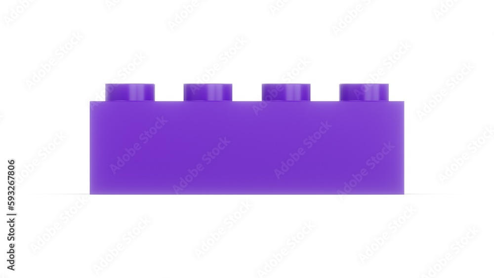 3D Rendering Purple Toy Brick Isolated on white Background 3D Rendering Purple Toy Brick Isolated on white Background