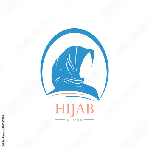 hijab woman logo with red scarf