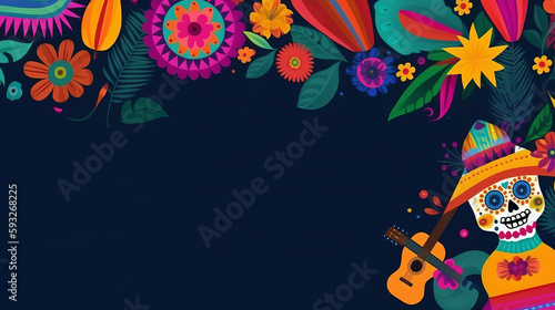 Mexican party background. Illustration AI Generative.