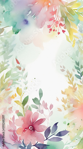Watercolor natural floral background. Illustration AI Generative.