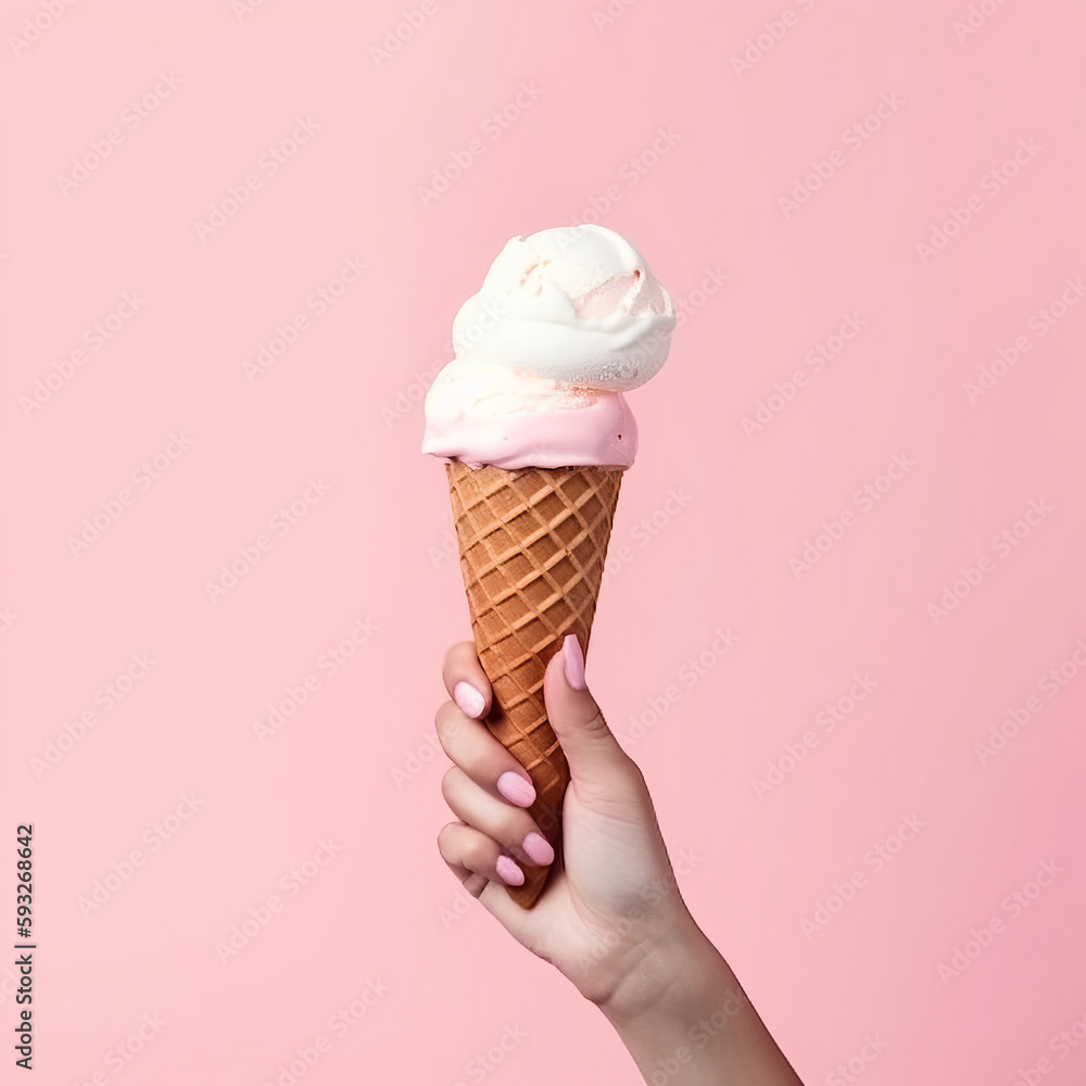 Ice cream in hand. Illustration AI Generative. Ice cream in hand. Illustration AI Generative.