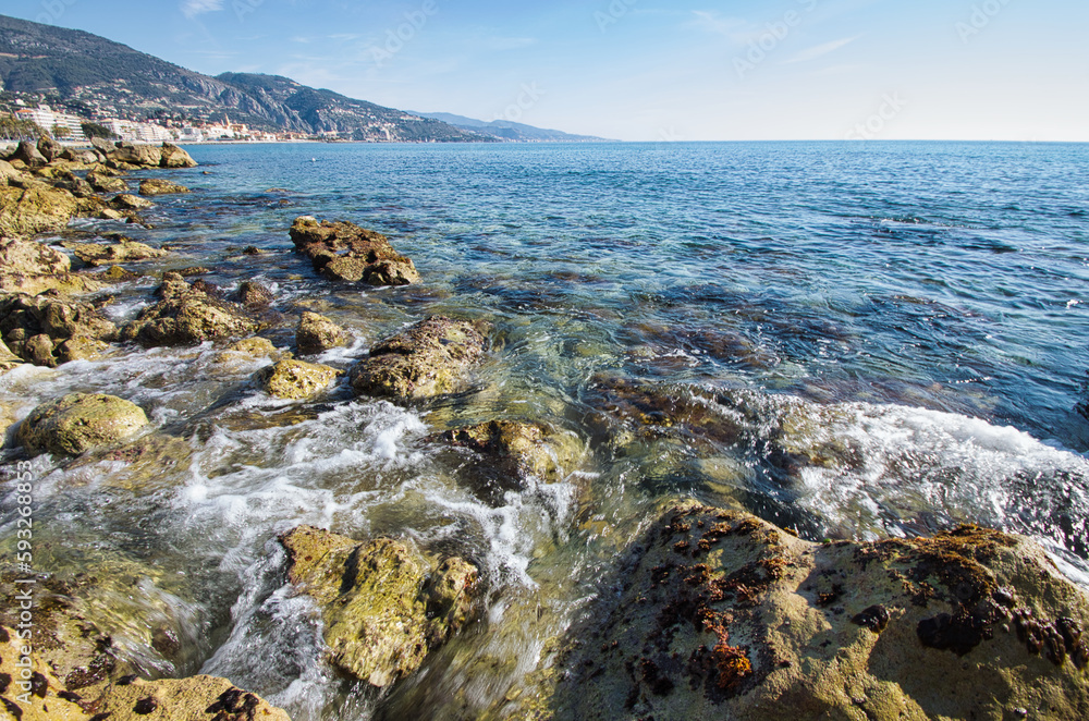 mediterranean sea in menton, france