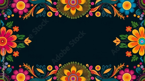 Mexican party background. Illustration AI Generative.