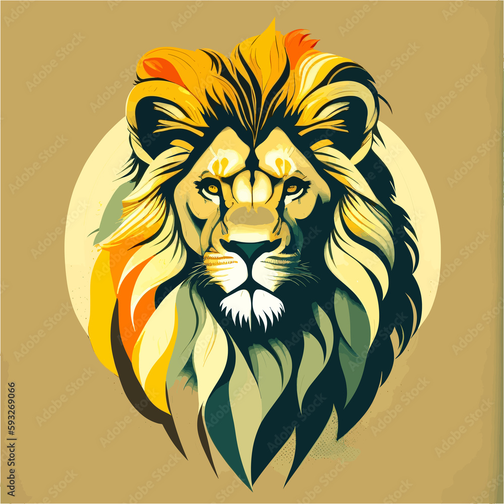 Lion head illustration. lion logo design