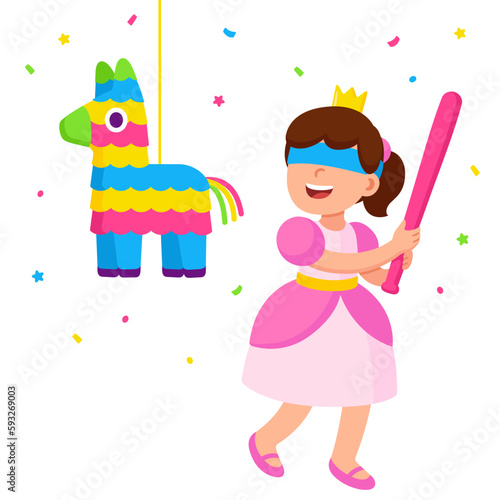 Birthday girl hitting pinata
