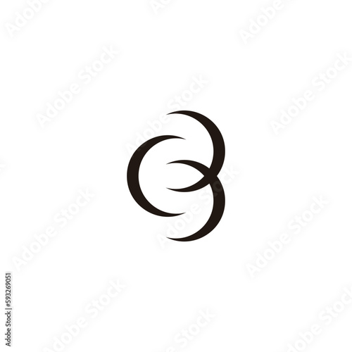 letter cb linked object simple geometric logo vector