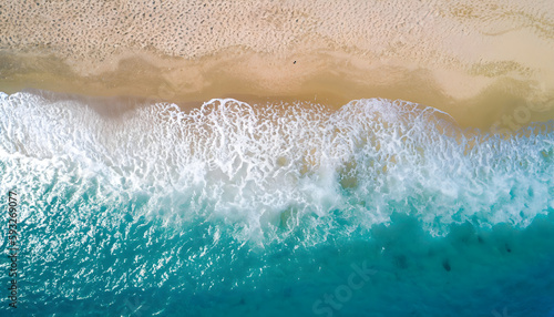 close up of drops on the beach,Ocean waves on the beach as a background. Beautiful natural summer vacation holidays background. Aerial top down view of beach and sea with blue water, Ai generated 
