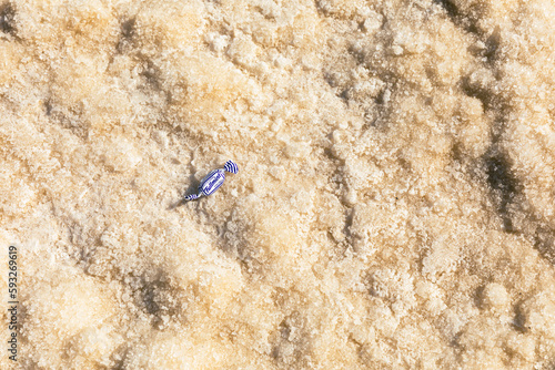 Bonbon als Strandfund auf Salzkristallen