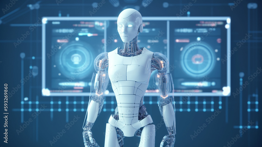 Artificial intelligence robot, technology background, 3d robot created with generative ai