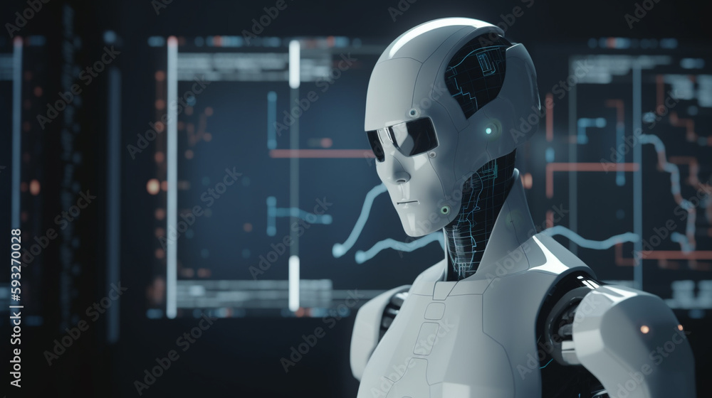 Artificial intelligence robot, technology background, 3d robot created with generative ai Artificial intelligence robot, technology background, 3d robot created with generative ai