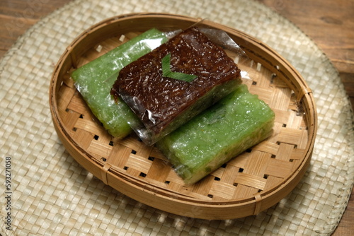 Wajik is a traditional Javanese wedding dish made from sticky rice, coconut milk and brown sugar. Indonesian food.  photo