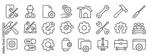 Repair, setting thin line icons. Editable stroke. For website marketing design, logo, app, template, ui, etc. Vector illustration.