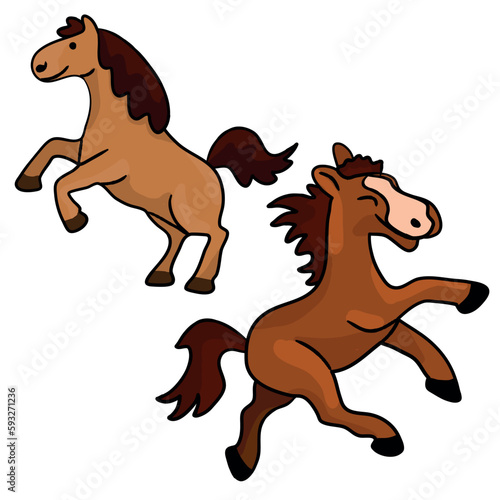 Cute vector illustration for children: cartooned pony horse character ready to print