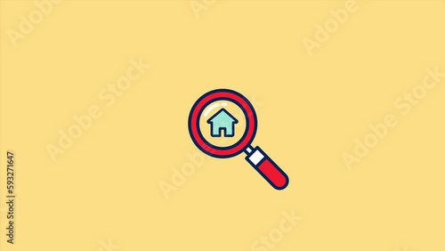 Magnifier searching house flat style animation