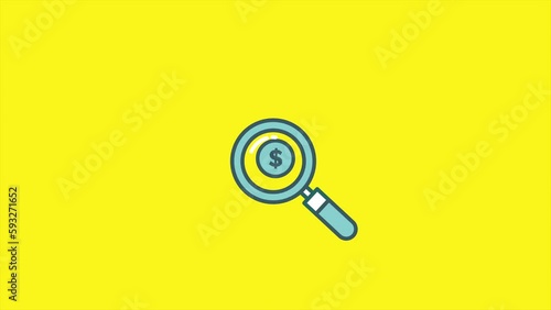 Magnifier searching money flat animation