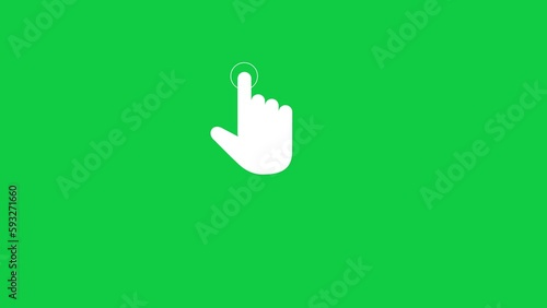 Hand cursor finger swipe and touch animated on green 