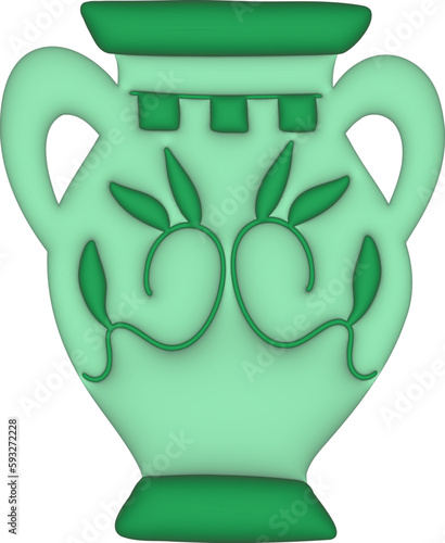 3d green Greek vase photo