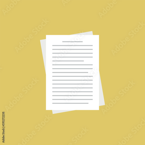 Document paper vector icon on yellow background