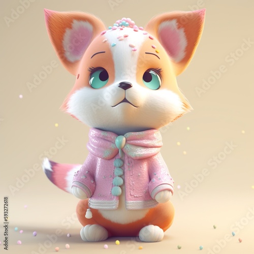 A cute fox toy. Perfect for children's room decor or as a gift. AI generative photo