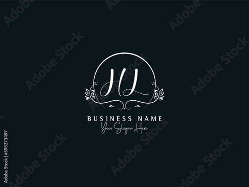 Feminine Letters HL Logo Design, Beautiful Hl lh Feminine Fashion Business Logo Concept photo