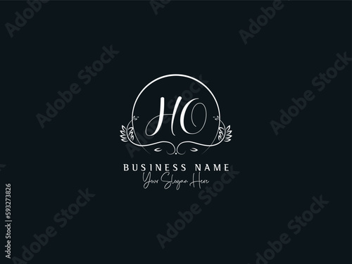 Feminine Letters HO Logo Design, Beautiful Ho oh Feminine Fashion Business Logo Concept