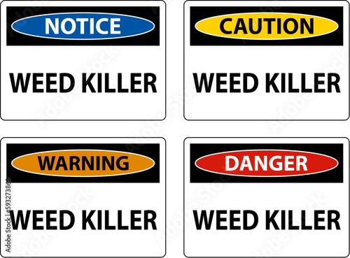 Danger Sign Weed Killer On White Background