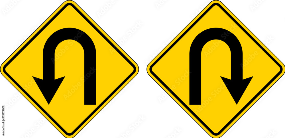 Traffic Sign U Turn On White Background Traffic Sign U Turn On White Background
