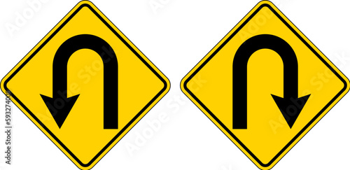 Traffic Sign U Turn On White Background