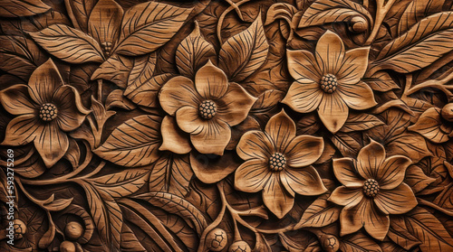 carved wood texture background, generative AI