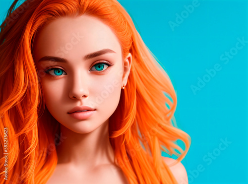 Close-up portrait of beautiful young woman. Generative AI.