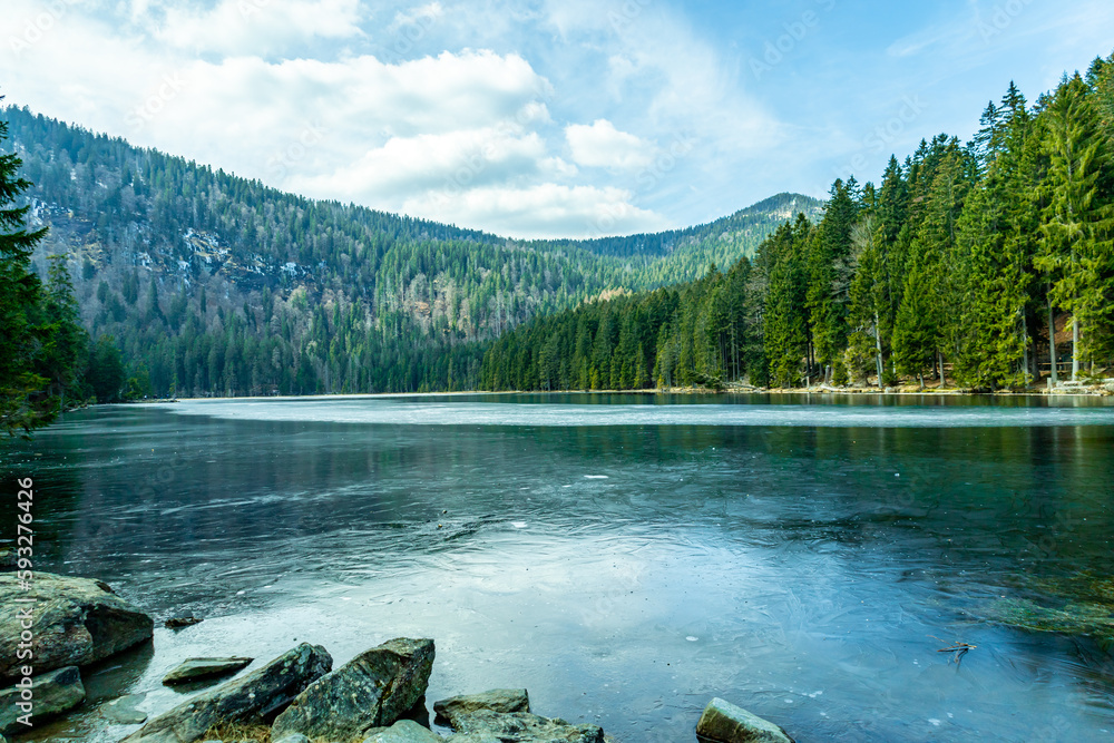 Frühlingswanderung im Bayrischen Wald vom Großen Arbersee zum Großen Arber Gipfel - Bayern - Deutschland