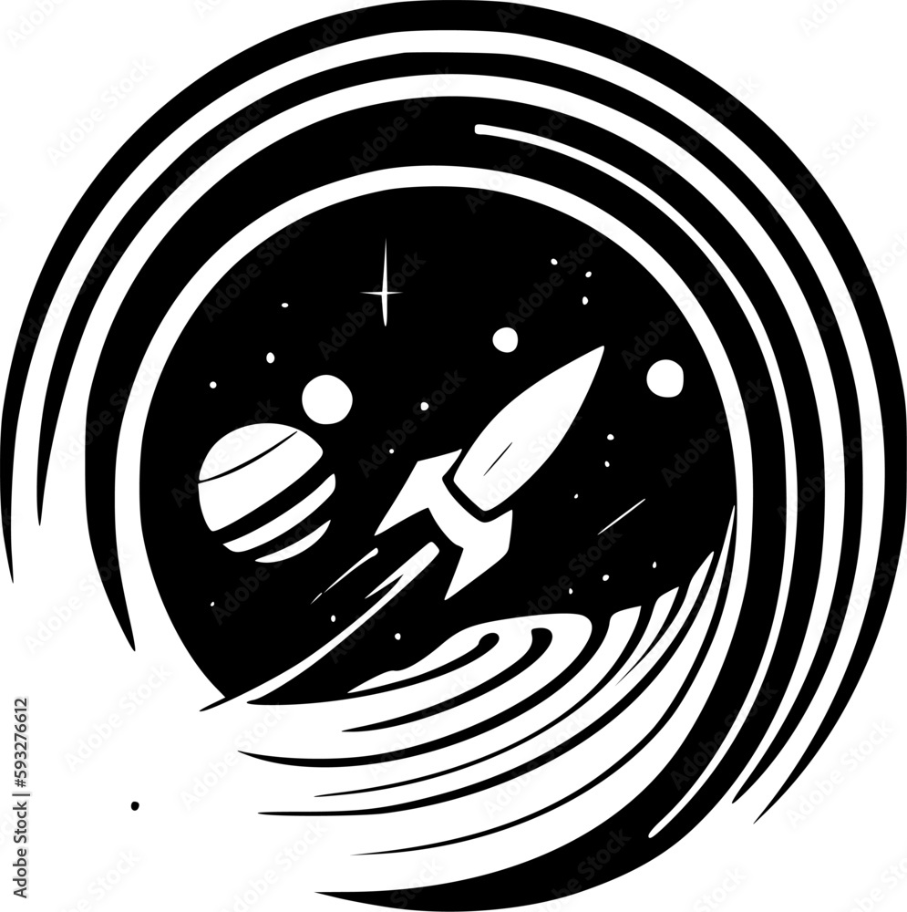 Space | Black and White Vector illustration Stock Vector | Adobe Stock