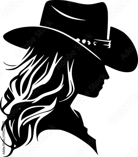 Cowgirl - Black and White Isolated Icon - Vector illustration