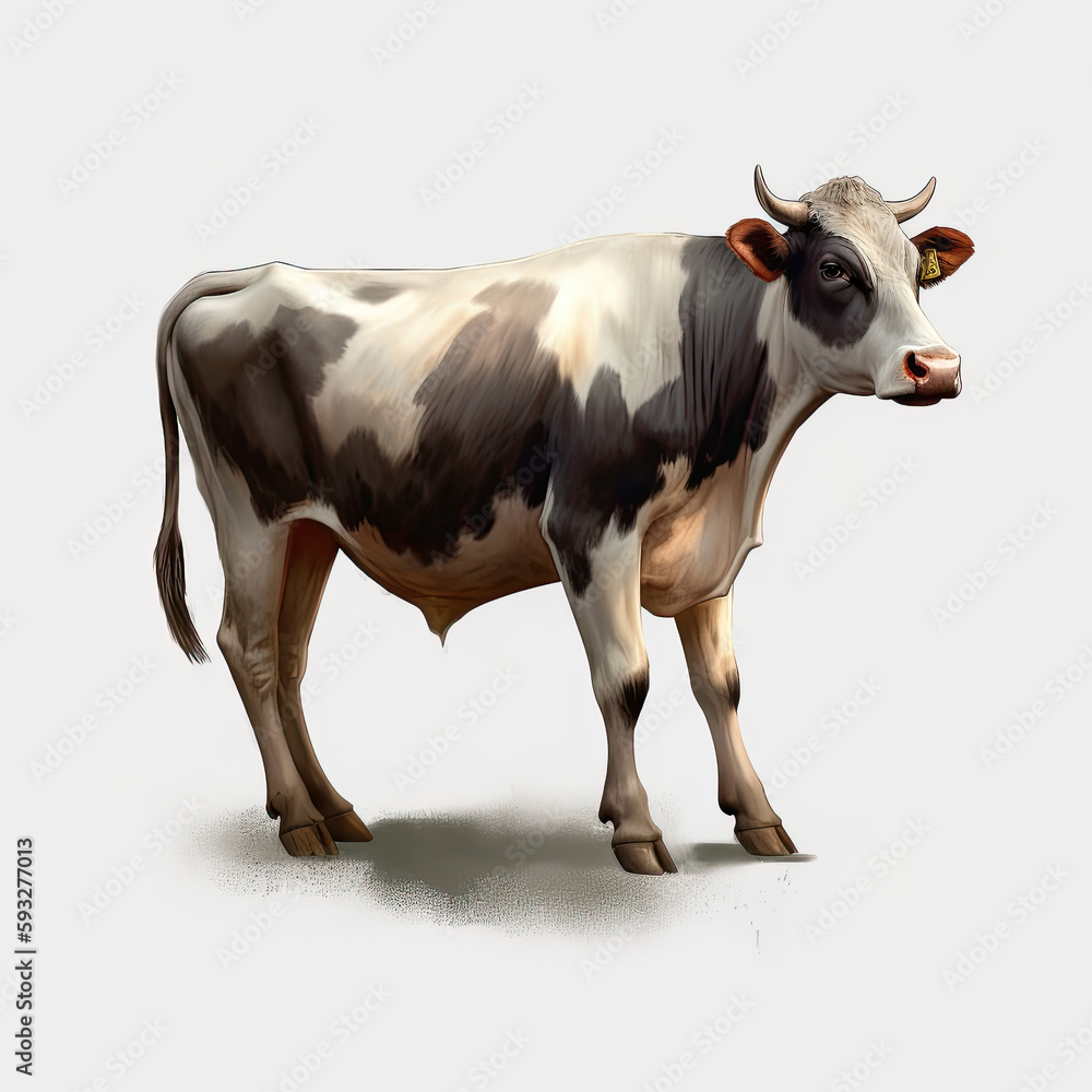 cow isolated on white, farrm animals