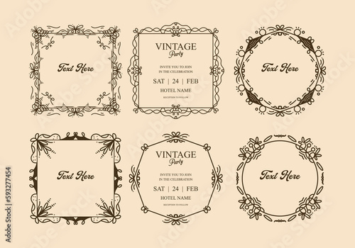 Elegant vintage frame design for invitation card