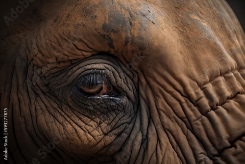 The Wild Majesty of an Elephant: An Intimate Closeup Portrait of an Old Icon: Generative AI