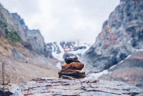 stack of stones in the mountains 