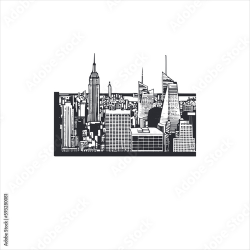 Beautiful city view line art