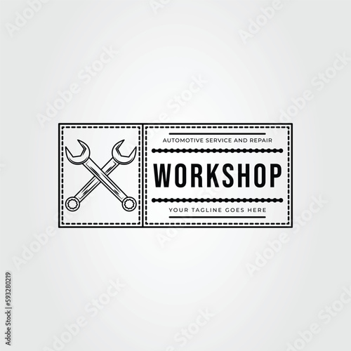 wrench workshop or cross spanner logo vector illustration design