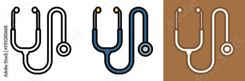 Medical Stethoscope Icon, This icon represents a stethoscope, typically used by medical professionals to listen to the internal sounds of the body, such as the heartbeat or breathing.