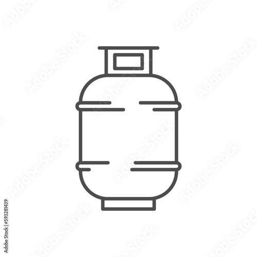 Gas cylinder related vector linear icon. Metal tank with industrial flammable fuel. Gas tank. Vector outline illustration Isolated on white background. Editable stroke